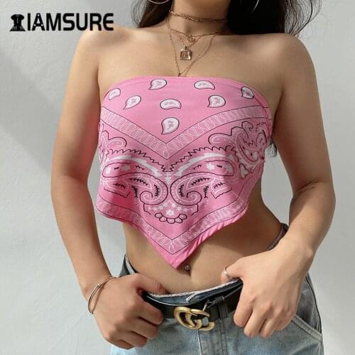IAMSURE Sexy Backless Party Clubwear Tank Tops For Women Home Fashion Leisure Outfit Female Tops Summer Cashew Print Boho Tops
