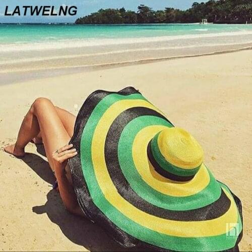 Large Wide Brim Beach Hats For Women 25cm/30cm Big Brim Sun Protection Hats Anti UV 50 Summer Straw Hat Wholesale