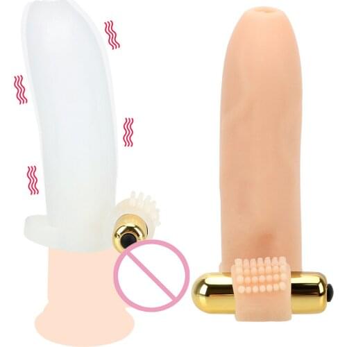Clitoris Stimulator Male Penis Extension Enlarger Bullet Vibrator Penis Sleeve Sex Toys for Men Adult Products