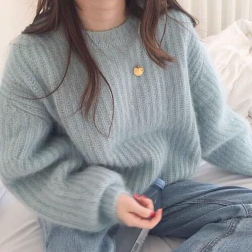 2021 Women Sweater Pullover Female Knitting Overszie Long Sleeve Loose Elegant Knitted Thick Outerwear Womens Winter Sweaters