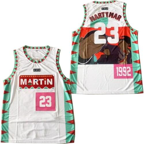 BG MARTIN 23 MARTYMAR jersey Embroidery sewing Outdoor sportswear Hip-hop culture movie white summer basketball jerseys