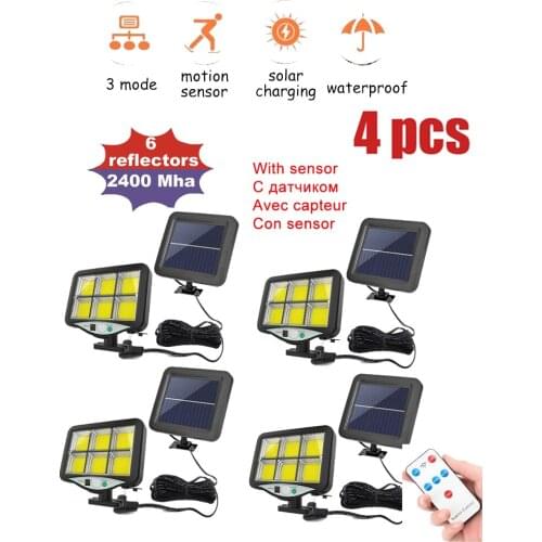 4pcs seperable 120 LED Outdoor Solar Wall Lamp 3 Modes PIR Motion Sensor Waterproof Light Garden Path Emergency Security Light L