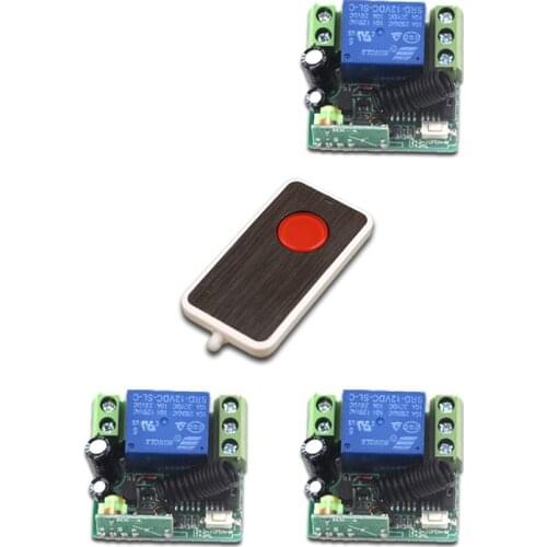 High Quality Mini 12V Relay 1CH Wireless Remote Control Switch Transmitter+3 Receiver