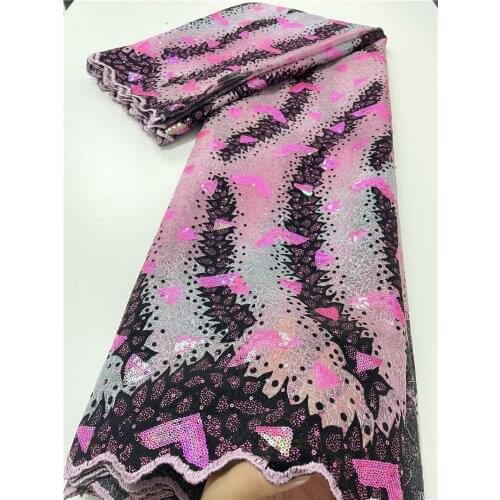 XIYA Very Beautiful Embroidered French Net Lace 2021 African Tulle Lace Fabric With Sequins For Party 4085B-1