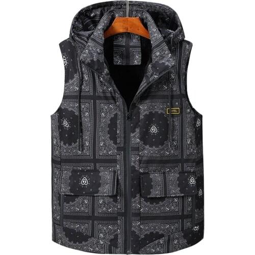 Plus velvet Vest Mens New Autumn Warm Sleeveless Jacket Male Winter Casual printing Waistcoat Men Vest Plus Size 7XL 8XL 9XL