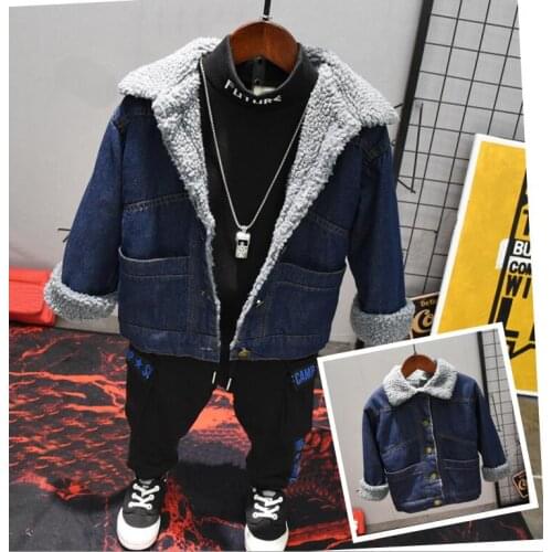 Winter Baby Boys Clothing Sets Boys Padded Jacke+Thick T-Shirt +Plush Pants 3Pcs Suits Children Clothing Sets Toddler Tracksuits