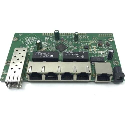 10/100/1000M Gigabit Ethernet switch Optical Media Converter Single Mode 4 RJ45 UTP and 1 SFP fiber Port Board PCB motherboard