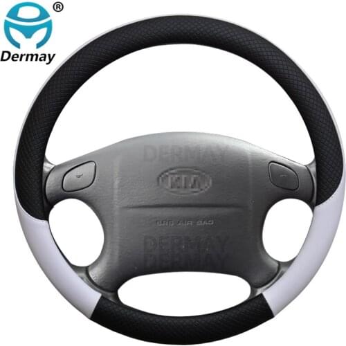 100% DERMAY Brand Leather Sport Car Steering Wheel Cover for Kia Sephia SHUMA Auto Accessories
