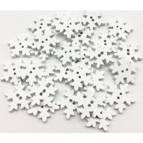 1500pcs 18mm White Wood Snowflake Shaped Buttons 2-Hole Christmas Button Crafts Embellishments Scrapbooking