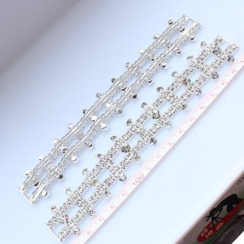 17cm10pcs Crystal Rhinestone Trim Bikini Connectors/ Buckle Silver Metal Chain With For Swimming Bikini Decoration