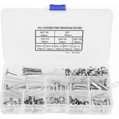180Pcs M5 Flat Head Book Album Rivets Screw Set DIY Craftmaking countersunk riveter remaches