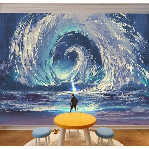 3D Wallpaper The Little Boys Laser Summoned the Sea Tornado Aesthetical Anime and Animation Film Personalized Building Bar TV