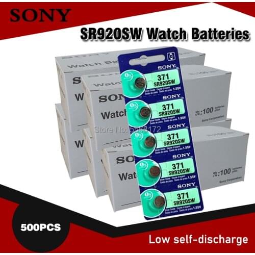 500pcs Sony 100% Original 371 SR920SW 920 1.55V Watch Battery SR920SW 371 Button Coin Cell MADE IN JAPAN