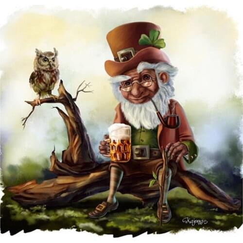 5D DIY Full Round Diamond Painting Cartoon Old Man Drinking Beer 3D Embroidery Cross Stitch Rhinestone Mosaic Home Decor Y1157