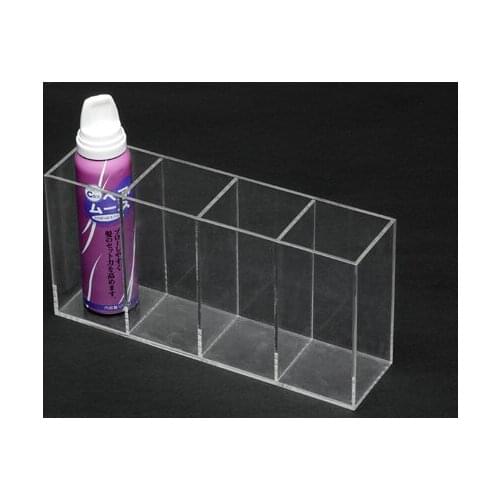 Acrylic Rectangular Jewelry Storage Box Cosmetic Display Holder Transparent With 4 Dividers