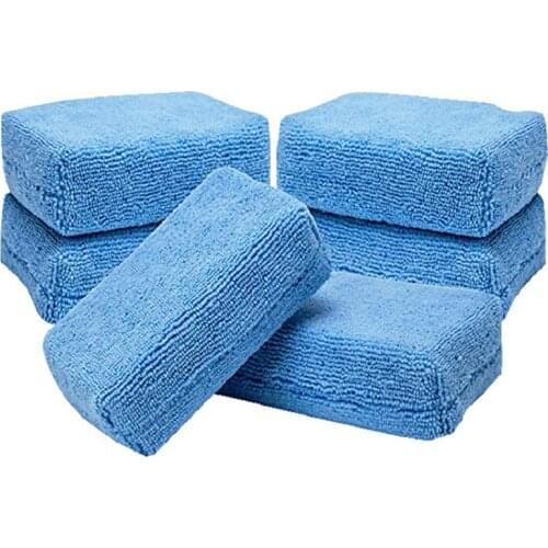 Car Wax Applicator Pads Blue Rectangle Microfiber Sponge Applicators Soft Foam Waxing Pad
