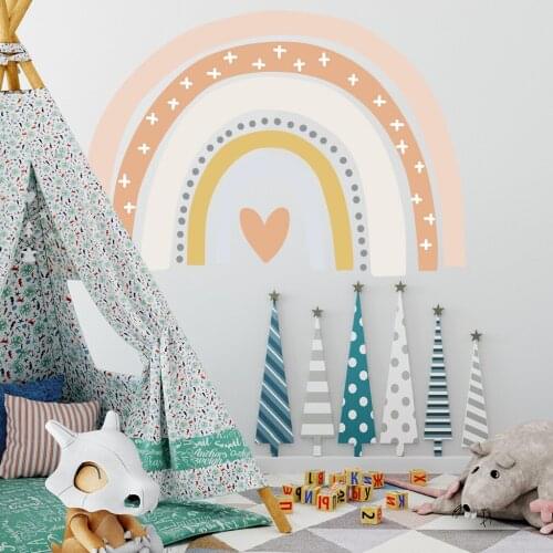 Big Rainbow Wall Stickers for Kids Childrens Room Decoration Nursery Room Wall Decal Mural Decorative Vinyl Sticker Lovely Cute