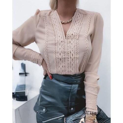 DIANRUO Beige Blouses