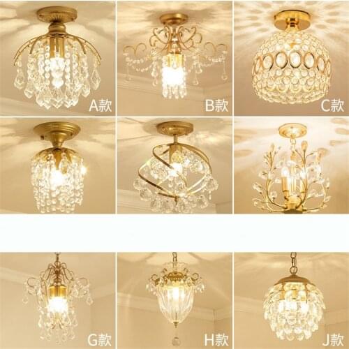 European K9 Crystal Copper Pendant Lights American Tree Branches Luster E14 Balcony Lamp Entrance Staircase Cloakroom Foyer Lamp