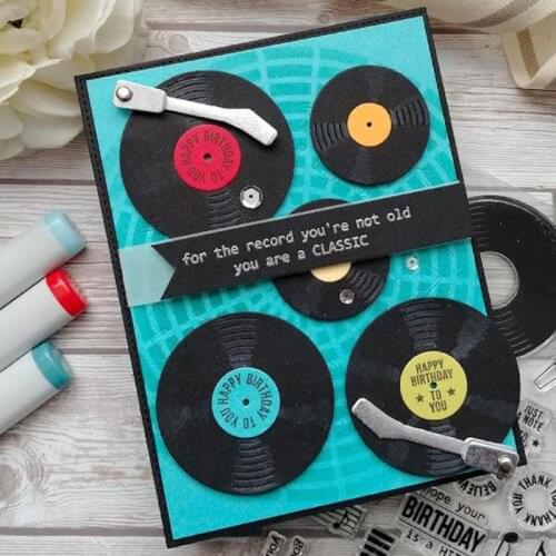 Phonograph Clear Stamps and Metal Cutting Dies DIY Scrapbooking Paper Photo Album Crafts Seal Cards Blade Punch Stencils