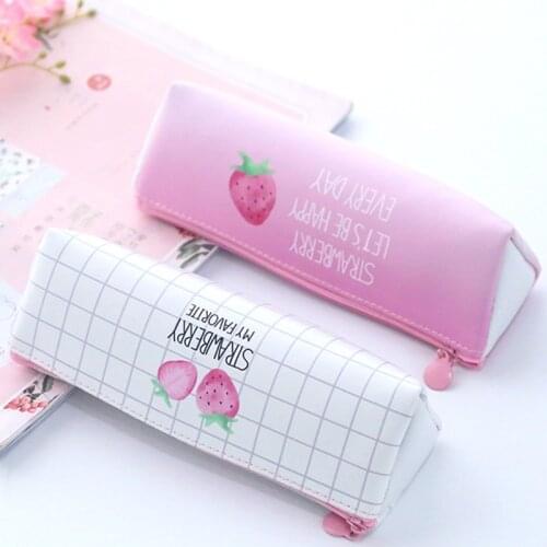UHOO Korean small fresh creative and lovely strawberry student stationery pencil box soft pencil bag Boys&Girls Pencil Case