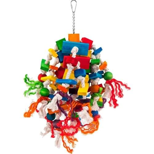 Bird Chewing Toy - Parrot Cage Bite Toys Wooden Block Bird Parrot Toys for Small and Medium Parrots and Birds