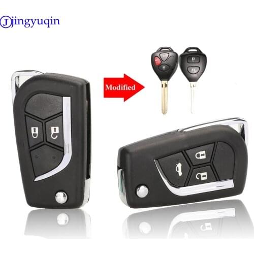 Jingyuqin Modified Folding 2015 2/3 Buttons Remote Uncut Black Flip Key Shell Without Battery For Toyota Scion