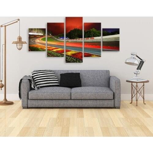 Canvas Painting 5 pieces Nurburgring Rally Road Picture Sports Car Track Night View Print Wall Art Poster Living Room Home Decor
