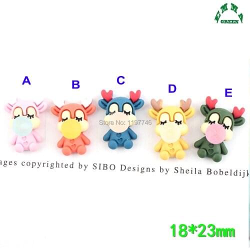 Kawaii Reindeer charms for jewelry making 20pcs Christmas Deer Cabochons Cute resin flat back cabochon