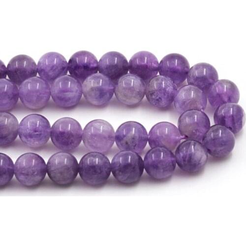 High Quality Natural Purple Amethysts Crystal Stone 6 8 10mm Smooth Round Beads Gem Accessories For Making Bracelet Jewelry Gift