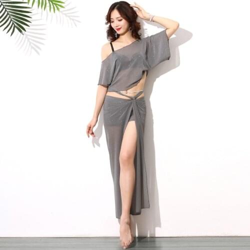 Belly Dance Summer Female Adult Temperament Top Suit Practice Clothes Suit Oriental Dancewear Shirt Performance Skirt Women