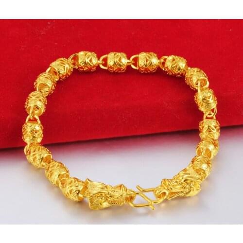 Fashion 18K Gold Bracelet for Men Women Wedding Engagement Jewelry Luxury Widen Watch Ball Bracelet Not Fade Fine Jewelry Gifts