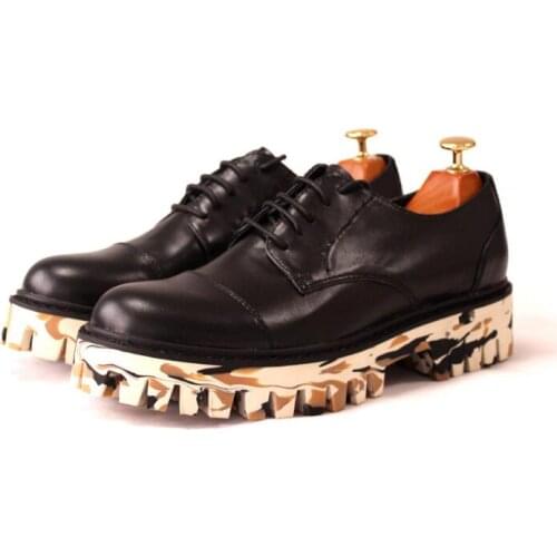 New genuine leather fashion lace up shoes for men casual camouflage platform shoes loafer increase men shoes