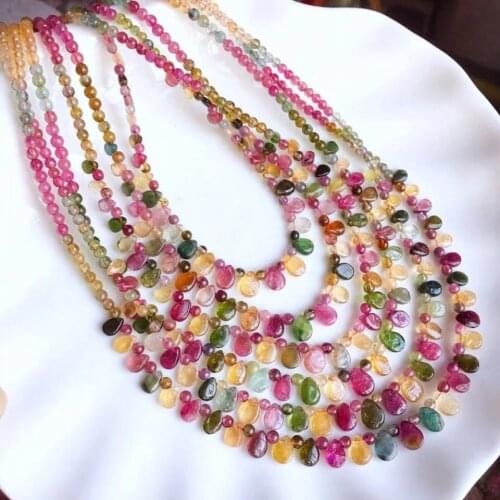 Natural Three Color Water drop Beads Necklace Jewellery Fashion Accessories Hand-Carved Woman Lucky Amulet Sweater Chain