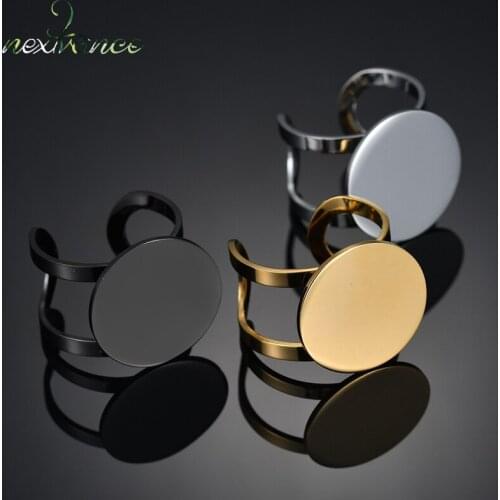 Nextvance Stainless Steel Round Open Cuff Ring 3 Colors Custom Engrave Name Photo Ring For Women Men Personalized Gift