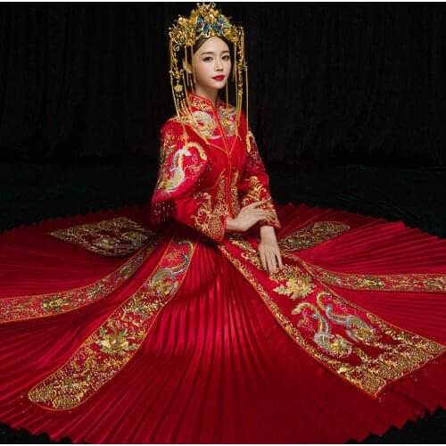 New Tang Suit Spring And Summer Wedding Dress Chinese Wedding Dress Show Wo Clothing BrideBridal Chinese Dress hanfu