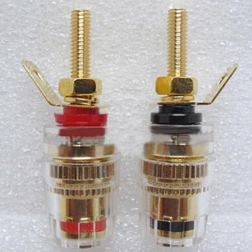 A pair(Red+Black) Banana connector Copper Binding Post banana plug sockets for Loudspeakers Terminal Connector New