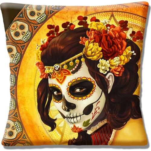 Hot Mexican Sugar Skull Day of Dead Decorative Cushion Cover Throw Pillow Case Ethnic Sugar Skull Home Decration Halloween Gifts