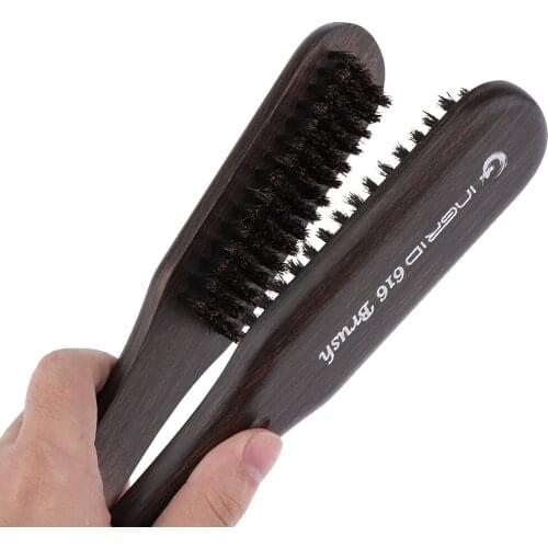 1 Pcs Double Sided Hair Straightener Brush with Wooden Handle, Professional