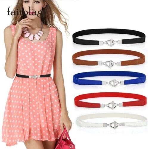 Women Skinny Belt for Dresses Stretch Ladies Waist Belt Elastic Leather Black White Female Waistband Strap pasek damski