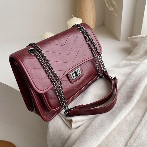 Luxury Designer Square Crossbody Bags PU Handbags for Women Fashion Chains Strap Shoulder Bags Black Brown Purple Bolsa Feminina