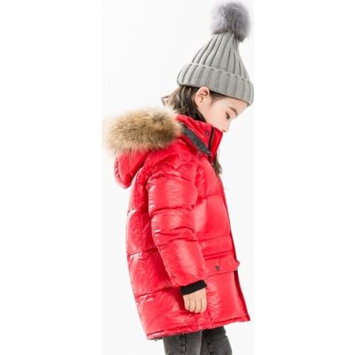 Russia Winter Coats for Kids Boy Girl Clothes Outwear Down Jacket Snow Wear Parka Real Fur Collar Thick Warm Children Overcoat
