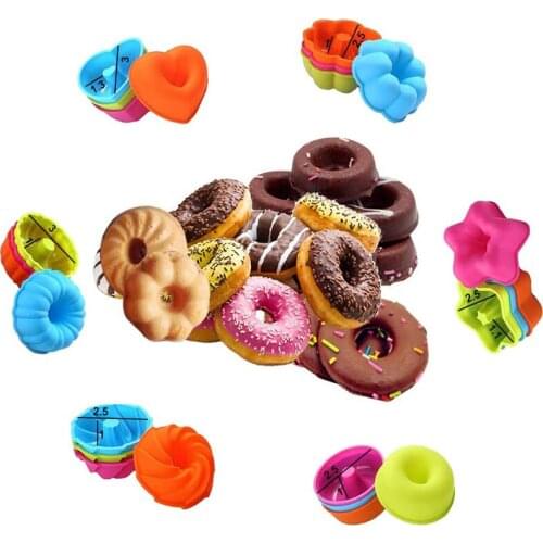 Teyaao 24pcs/set Silicone Cake Pan Mini Cake Cup Mould Non-stick Muffin Pan Baking Cake Mould