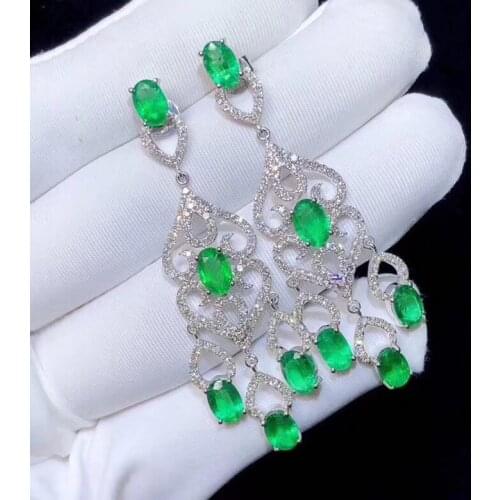 Super High Quality Natural and Real Emerald Earring 925 Sterling Silver Fashion Earring For Women