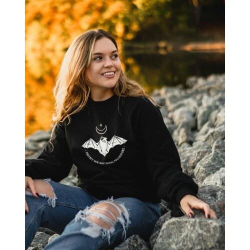 PROTECT OUR NOCTURNAL POLLINATORS sweatshirt graphic funny slogan pure cotton jumper pullovers gift unisex top Outfits Sweats