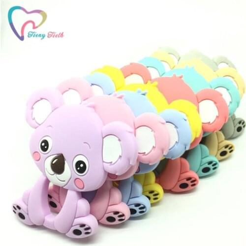 Teeny Teeth 3 PCS Cartoon Silicone Koala Pendant Food Grade Silicone Koala Baby Teether Accessories Toy DIY Nursing Koala Bear