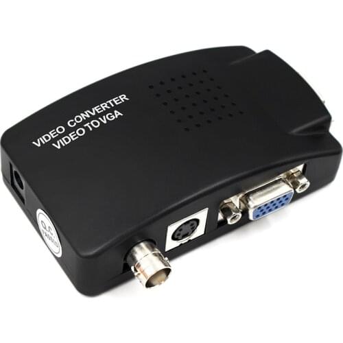 BNC to VGA Video Converter S-video Input to PC VGA Out Adapter Digital Switcher Box For PC TV Camera DVD DVR