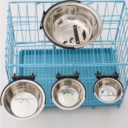 Hanging Dog Bowls 2-In-1 Feeding Dog Puppy Cat Bird Food Water Cage Cup Holder Feeder Stainless Steel Products for Dogs