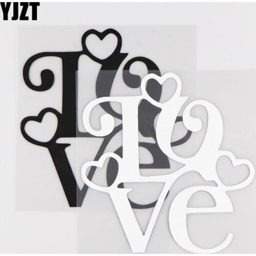 YJZT 12.4X13.1CM Art Fashion Love Vinyl Car Sticker Decal Cartoon Word Pattern Black/Silver 4C-0004