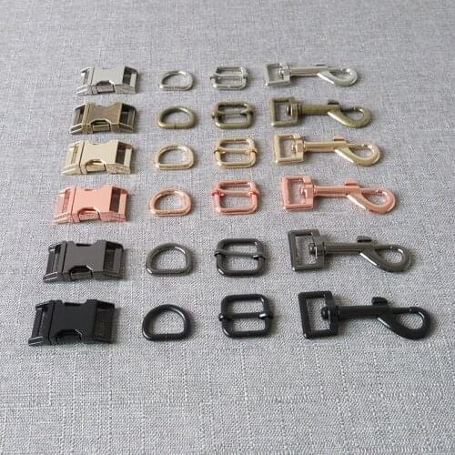 1 Set 20mm Metal D Ring Belt Straps Slider Breakaway Side Release Buckle Carabiner Hook For Dog Collar Leash Harness Accessories